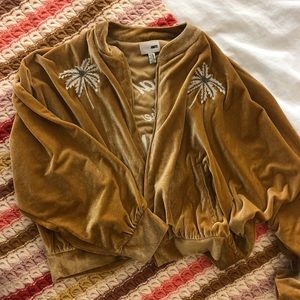 Amuse society velvet bomber jacket